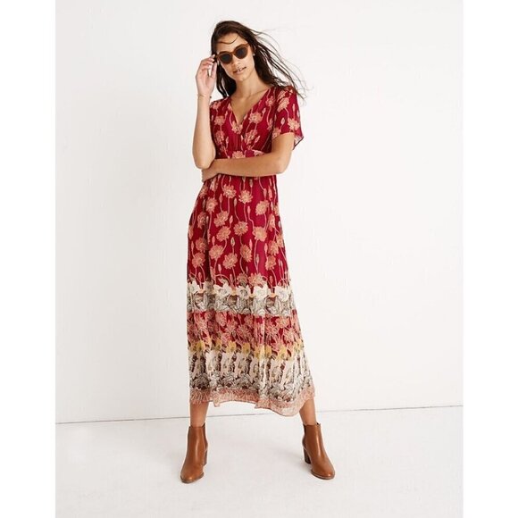 💕MADEWELL💕 Tulip-Sleeve Maxi Dress ~ Tall Sunflowers Print 4 - Picture 2 of 15